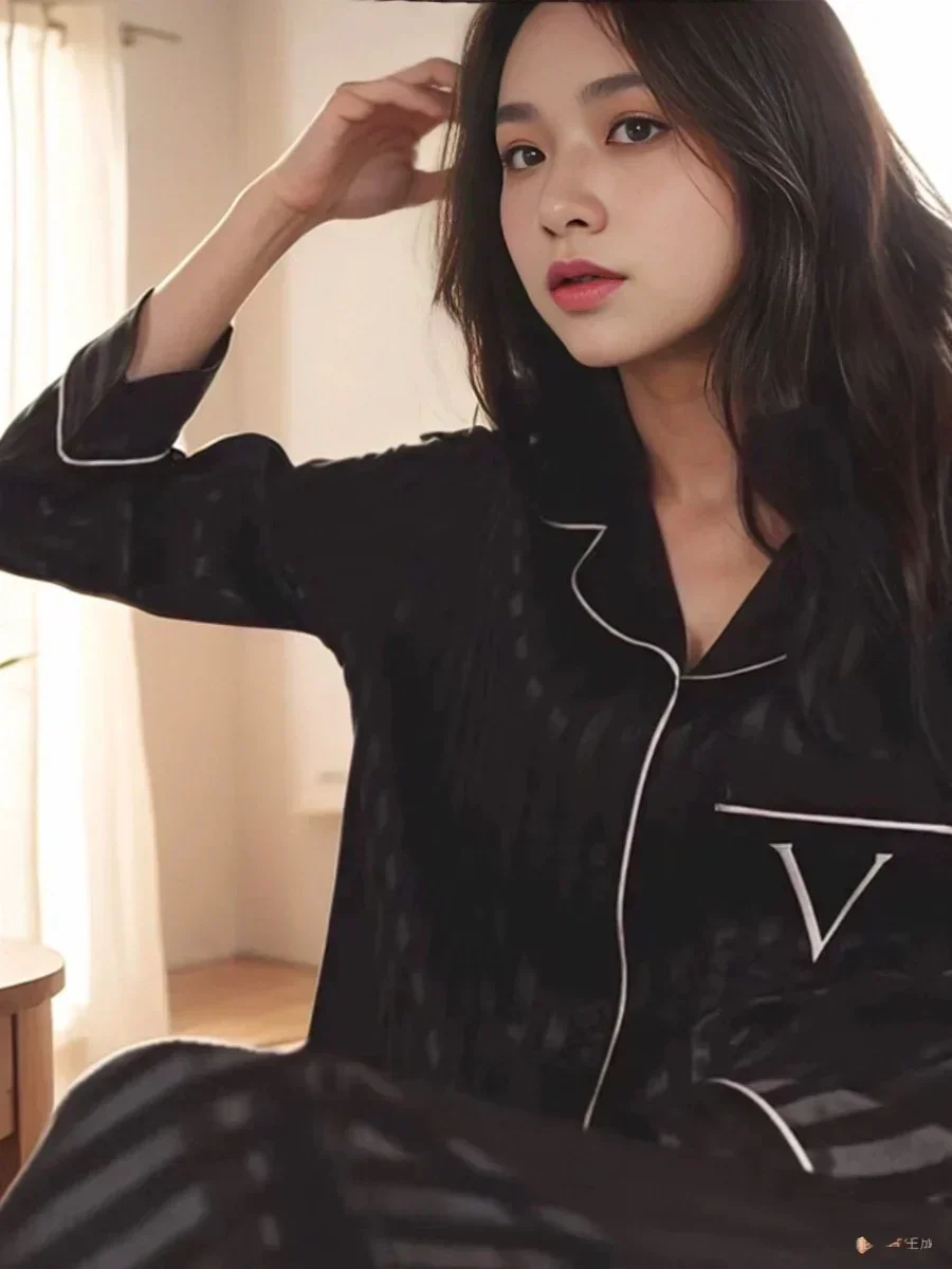 Weijia Liu Yifei Yang Mi same style long-sleeved trousers pajamas set women silk satin silky autumn and winter home clothes