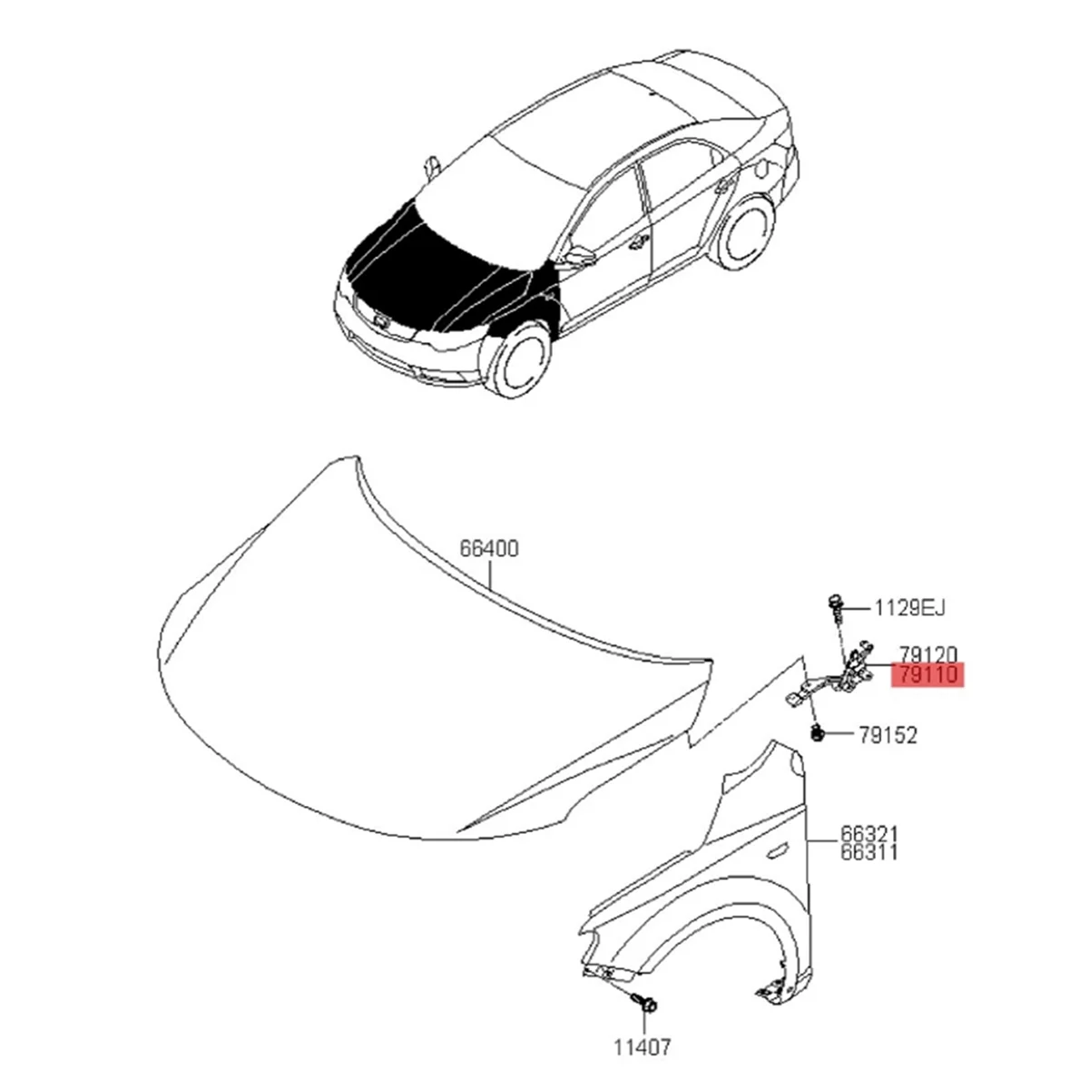 1Pair Driver & Passenger Side Hood Hinge Cover 79110-1X000 79120-1X000 for Kia Forte 2009-2017 Engine Bonnet