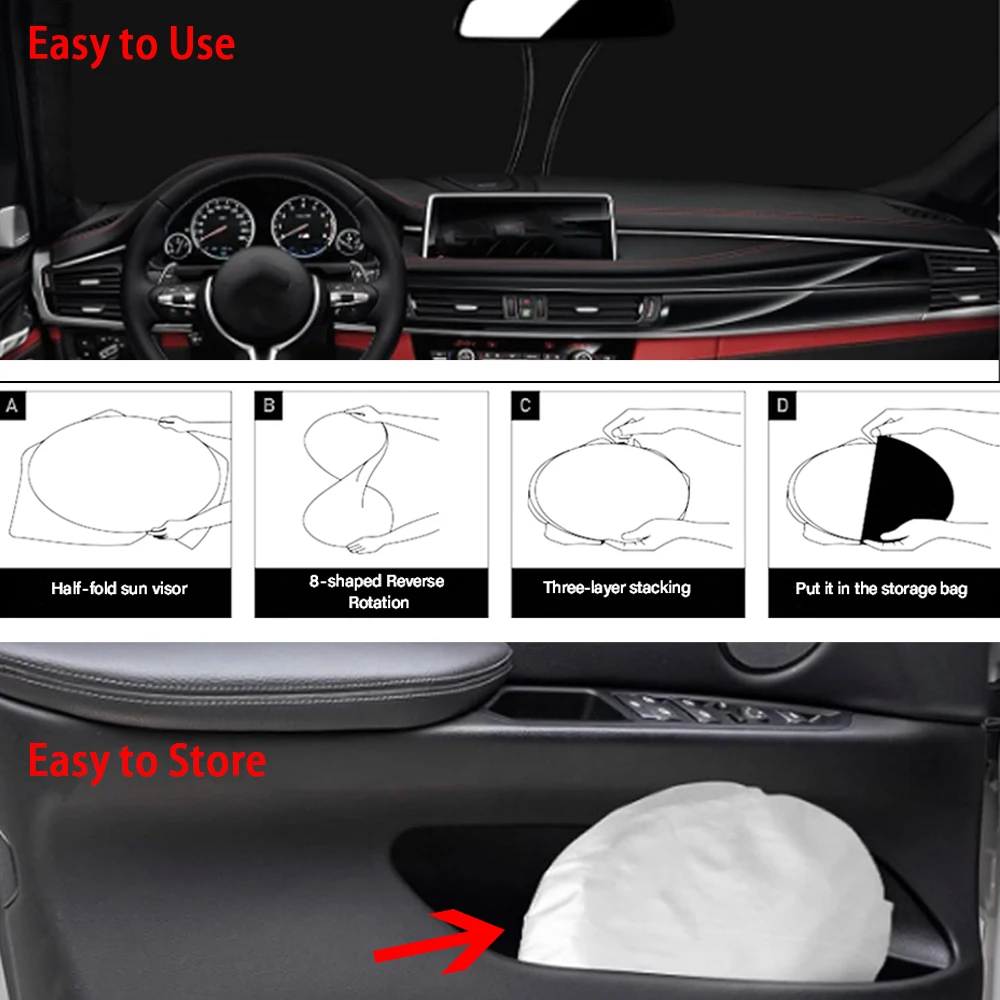 For Chevrolet Express Cargo Van 1500 3500 4500 LS LT 1996-2024 Car Front Windshield Sun Shade Foldable Sunshade  Accessories