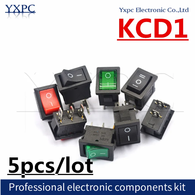 5pcs KCD1 21*15mm ON-OFF ON-OFF-ON Boat Car Rocker Switch 6A/250V AC 10A/125V AC With Light MINI Rocker Toggle Switchs