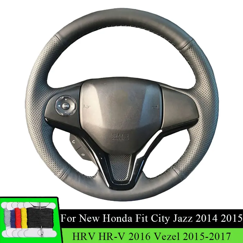 

Car Steering Wheel Cover For New Honda Fit City Jazz 2014 2015 HRV HR-V 2016 Vezel 2015-2017 Fiber leather Wear Resistance Black