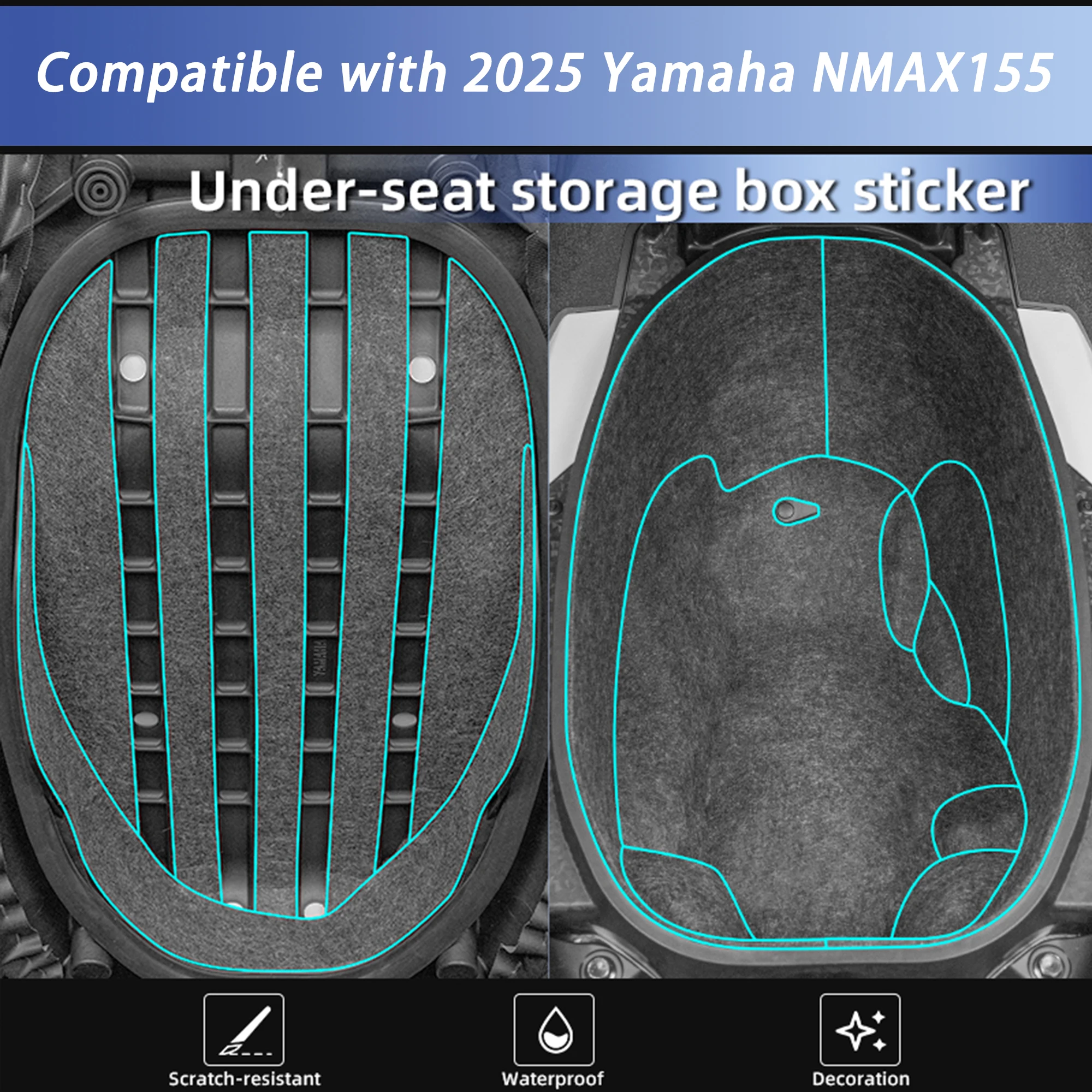 Compatible with Yamaha NMAX155 Motorcycle Under Seat Storage Bucket Liner Pad Full Wrap Protective Modification Accessories