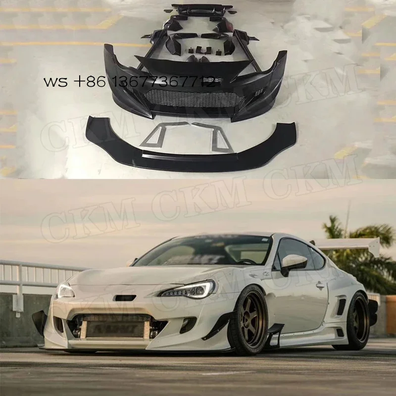 

Factory hot salesFiberglass Wide Body kit FRP Bumper Guard Front Lip Side Fin Trim rear spoiler For GT86 Subaru BRZ FT86 FRS Ca