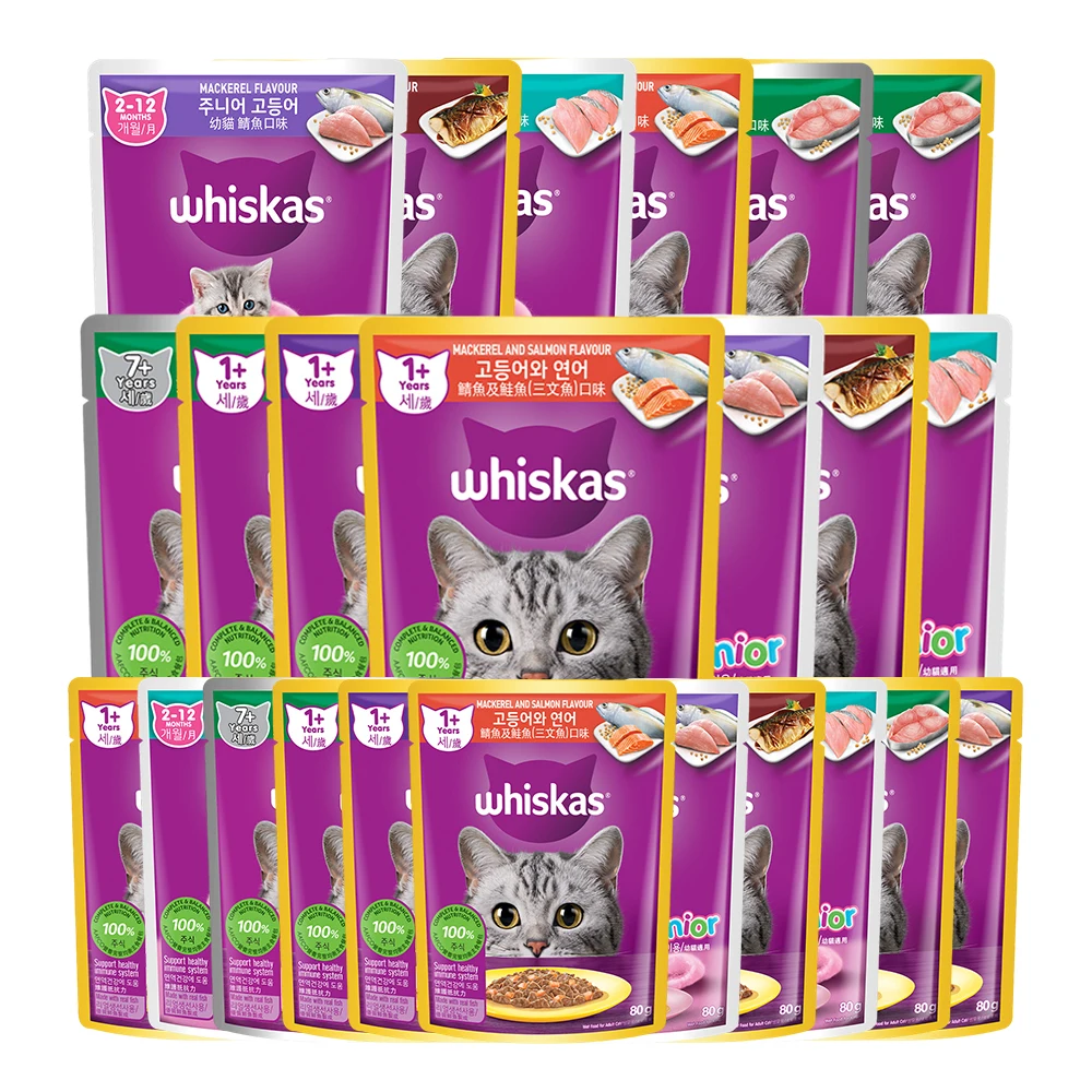 Batidores de 80g x 24ea, bolsa de grapas para comida de gato