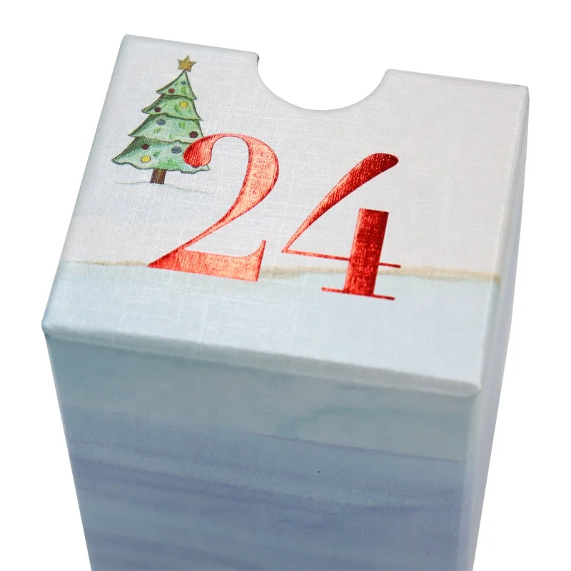 20 0piece.Custom.Customization Iridescent Paper Magnetic Closed Advent Calendar Packaging Box With 24 Drawers