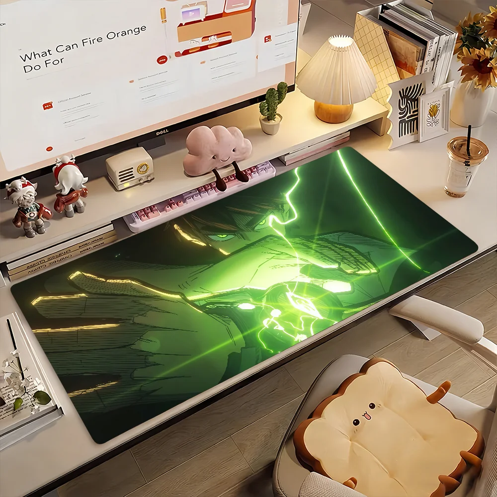 Gaming-Mauspad, Große Schreibtischunterlage, Rutschfeste Gummiunterseite, Genähte Kanten, Leuchtende Grüne Blitzkunst für Büro & Gaming-Setup