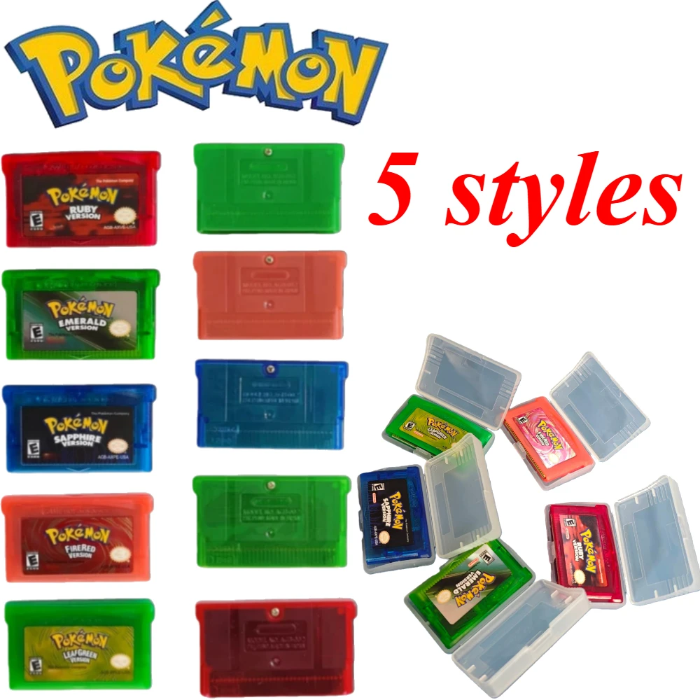 

USA 32 Bit Video Game Cartridge Pokemon Series Emerald FireRed Leafgreen Ruby Sapphire 5 Versions Game in Box for GBA No Manual