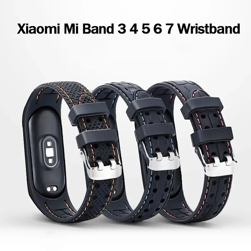 Strap for Mi Band 7 6 5 4 3 Watchband Sport Silicone Smartwatch Bracelet for Xiaomi Mi Band 6 4 7 5 Strap Accessories Wristband