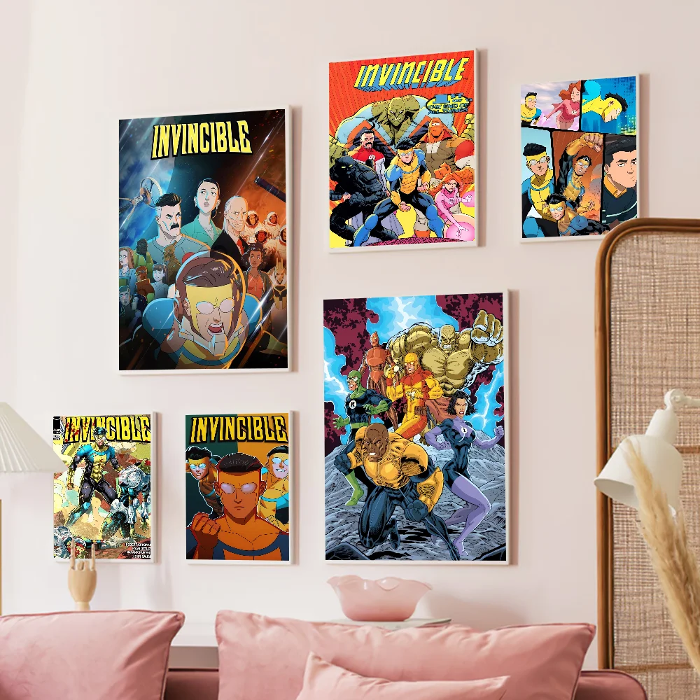 I-Invincible Cartoon Self-adhesive Art Poster Whitepaper Prints Posters Artwork Home Decor