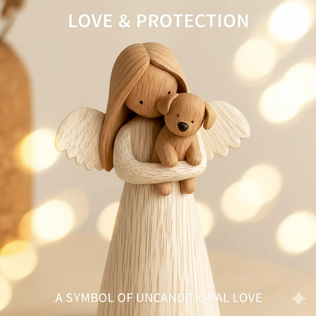 Angel Dog Memorial Figurine Guardian Angel Holding Puppy Resin Statue For Pet Loss Remembrance Sympathy Gift Desk Home Decor