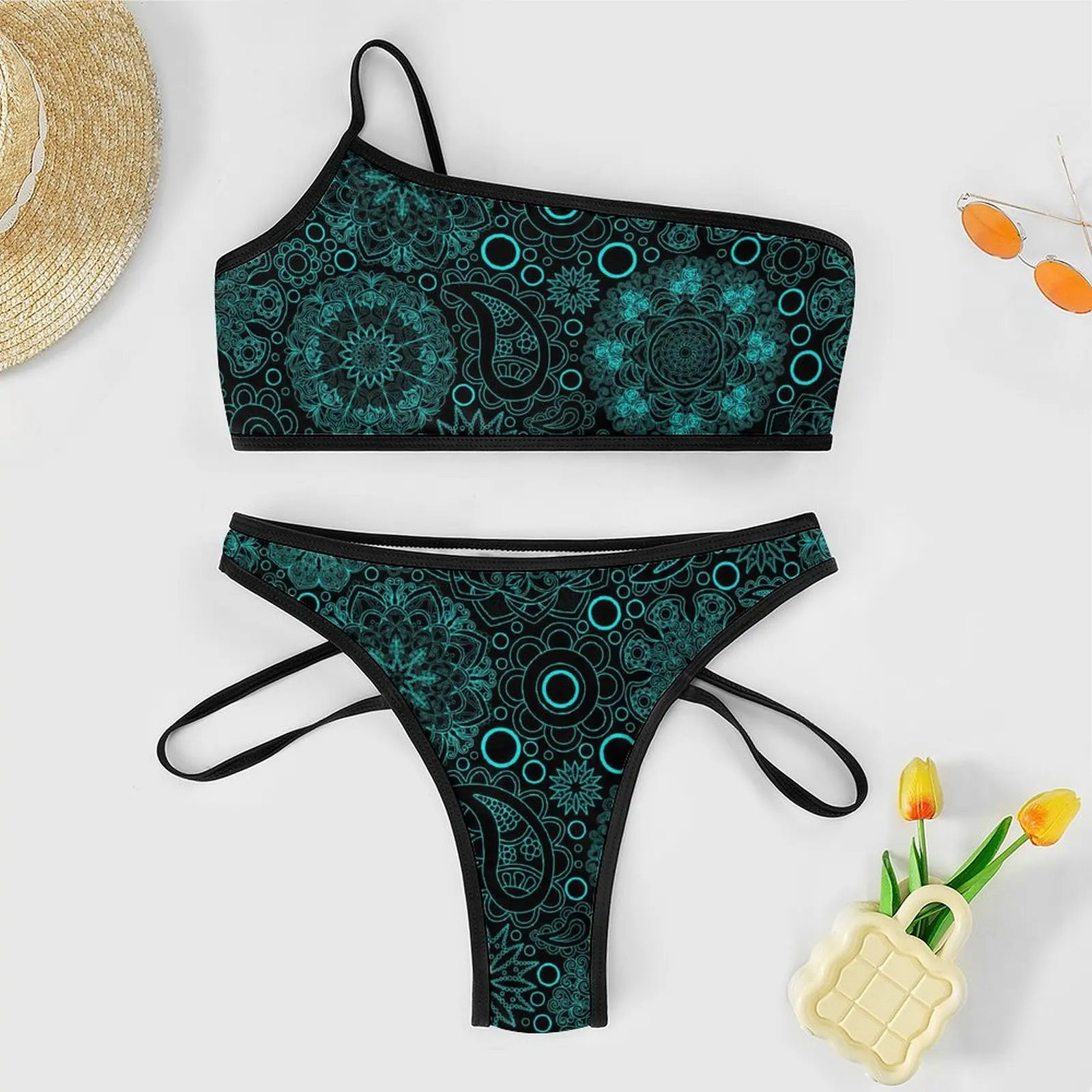 Boho Paisley Micro Bikini Swimsuit Blue Mandala Swimwear Sexy Push Up Thong Bikini Set Beach Stylish Biquini Birthday Present