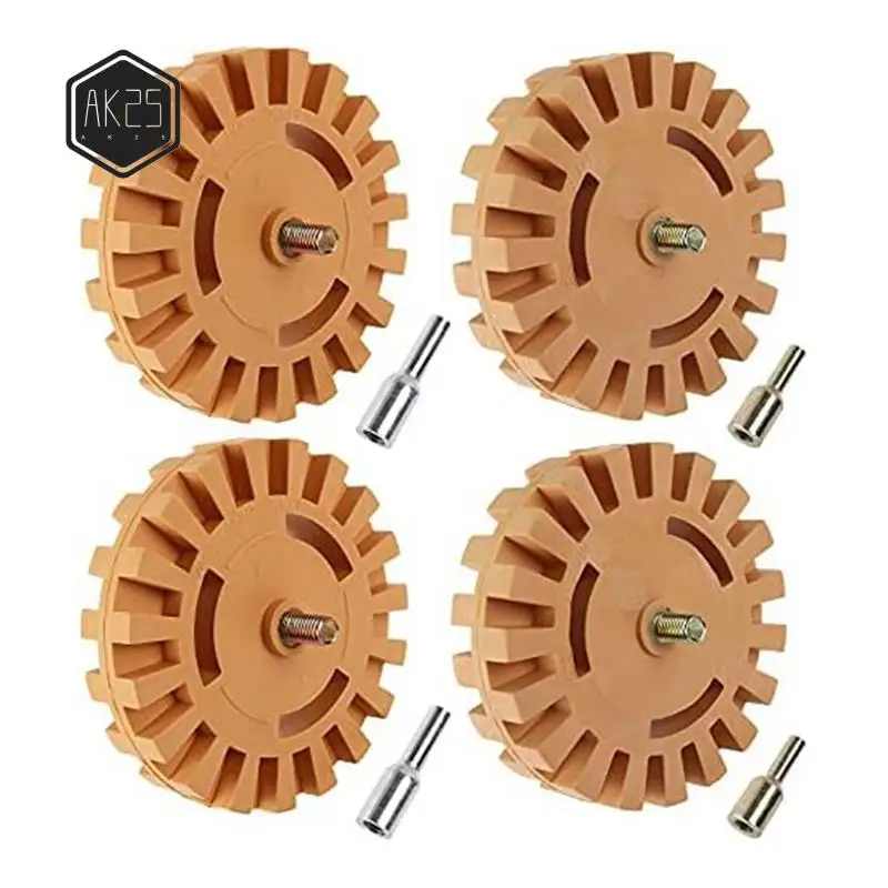 

AK25-Устройство для удаления наклеек, 4-дюймовая резиновая дрель, автомобильный клей, колесо для удаления резины, инструмент для удаления винила для автомобилей, автофургонов, 4 шт.