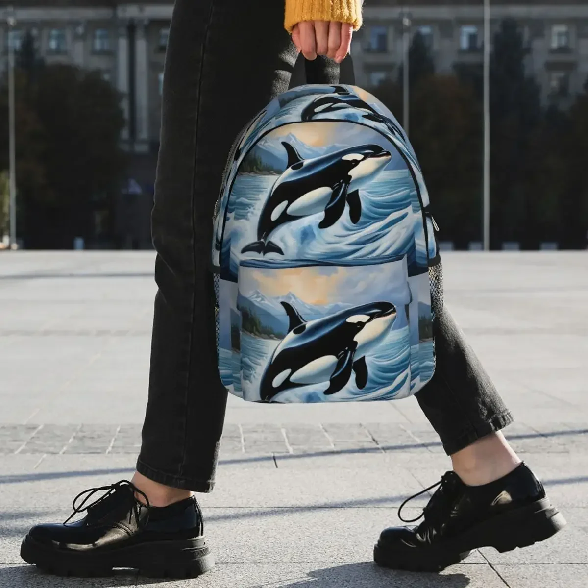 Orca Whale حقيبة الظهر رائجة البيع Daypack سعة كبيرة بنين بنات BookBag حقائب كتف للرجال النساء الأطفال حقيبة مدرسية