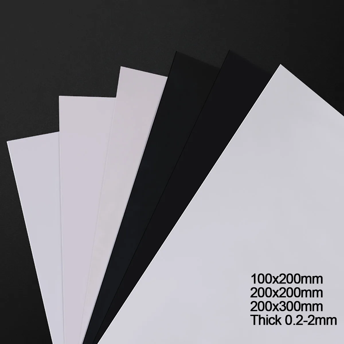 PVC Plastic Sheet Hard Rigid Board White Black Plastic Sheet Model Making Material Handmade Pad Panel Plate Thickness 0.2-2mm