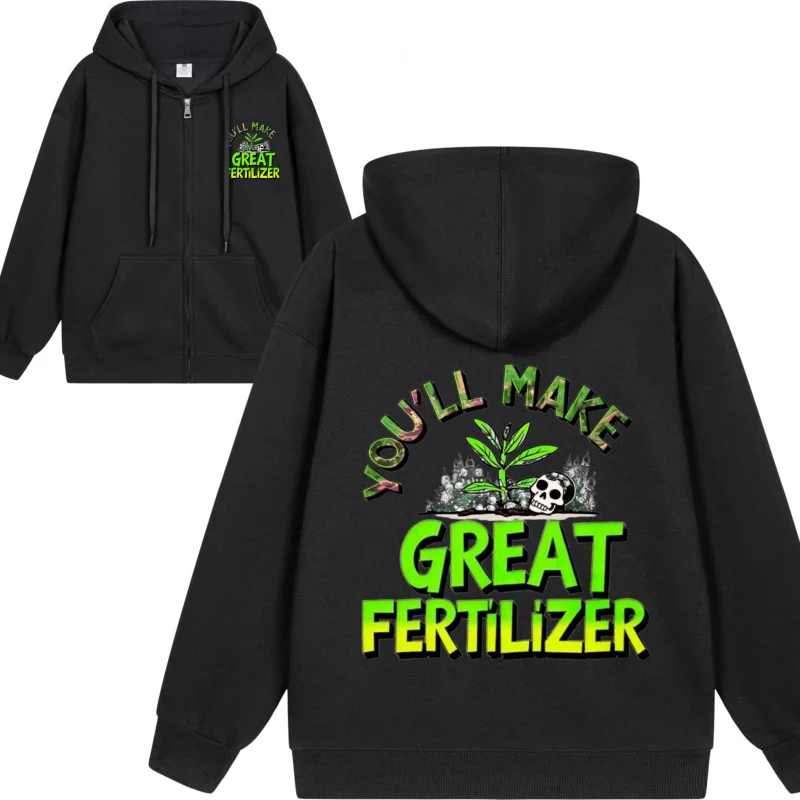 Мужская толстовка на молнии Life Is A Great Fertilizer 2025 Новый стиль Повседневный стиль для пар Повседневный и свободный стиль