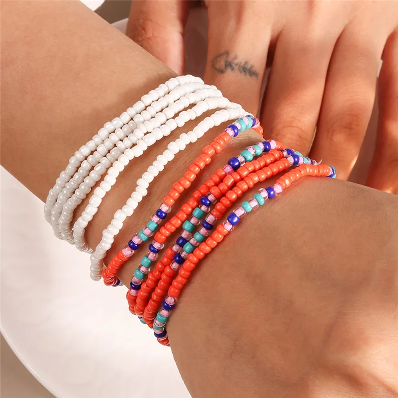 Böhmische handgemachte bunte Perlen Armband für Frauen niedlichen Sommer Strand Regenbogen Blume Armband Mädchen Boho Schmuck Großhandel – Detail 4