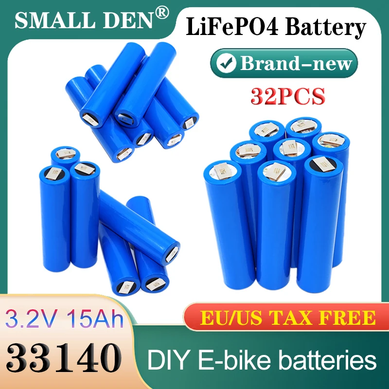 32PCS New 33140 3.2V 15Ah Lifepo4 battery 5C high-power diy12v 24v 36v 48v Electric two wheelers motorcycle tricycle Power Tools