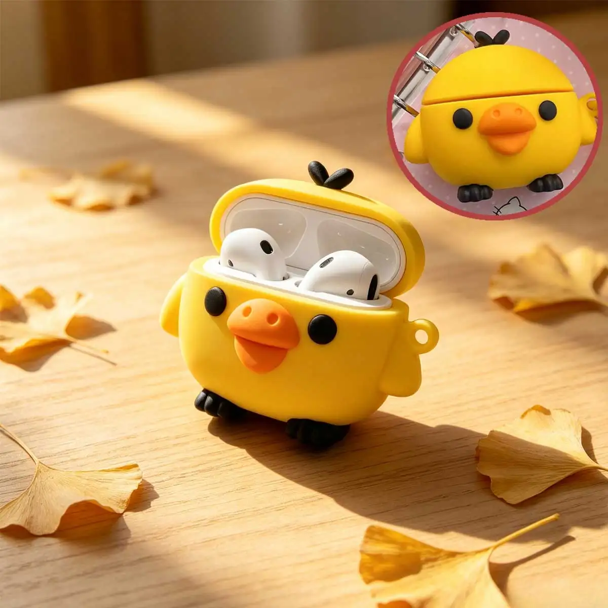 Kawaii 3D Yellow Chick AirPods Case Soft Silicone Shockproof Protective Cover Cute Cartoon Earphone Case For AirPods Pro 2/3/4 image 5