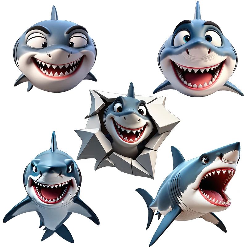 Three Ratels CG227 Funny Shark Animal Wall Stickers for Home Decoration Bathroom decal car sticker