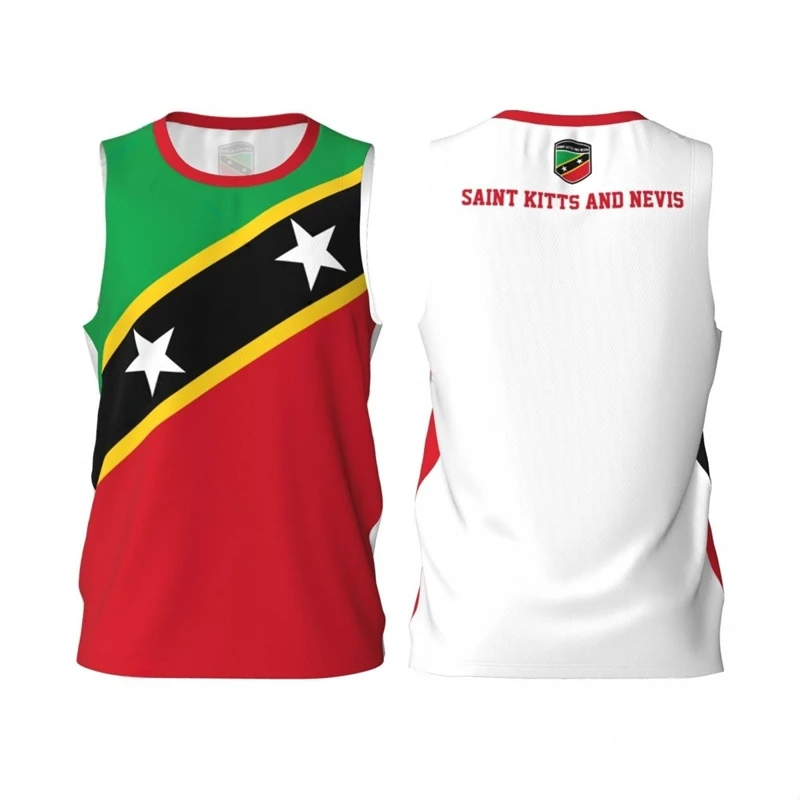 Saint Kitts And Nevis Flag Basketball Jersey Fashion Casual 3D Printed Sports T Shirt Loose Quick Dry Breathable Mens Tees Tops