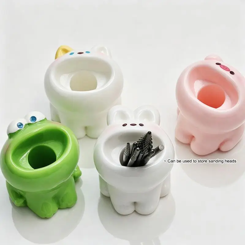 1/4Pcs Cute Nail Art Grinding Head Bit Holder Nail Drill Bits Manicure Holder Organizer Storage Case Desktop Display Decoration