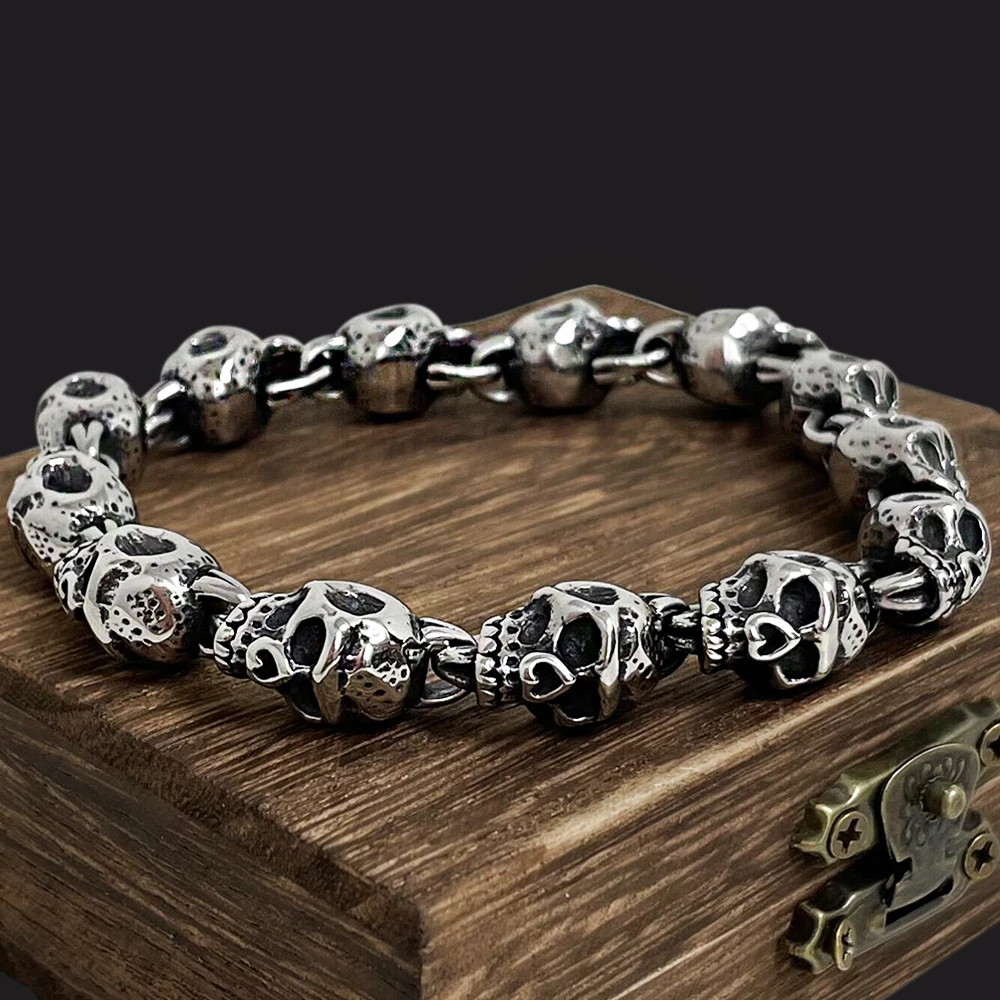 Classic Vikings Pirate Skulls bracciale uomo bracciale regolabile in acciaio inossidabile norreno Punk Hip Hop Rock Jewelry regalo islandese maschile