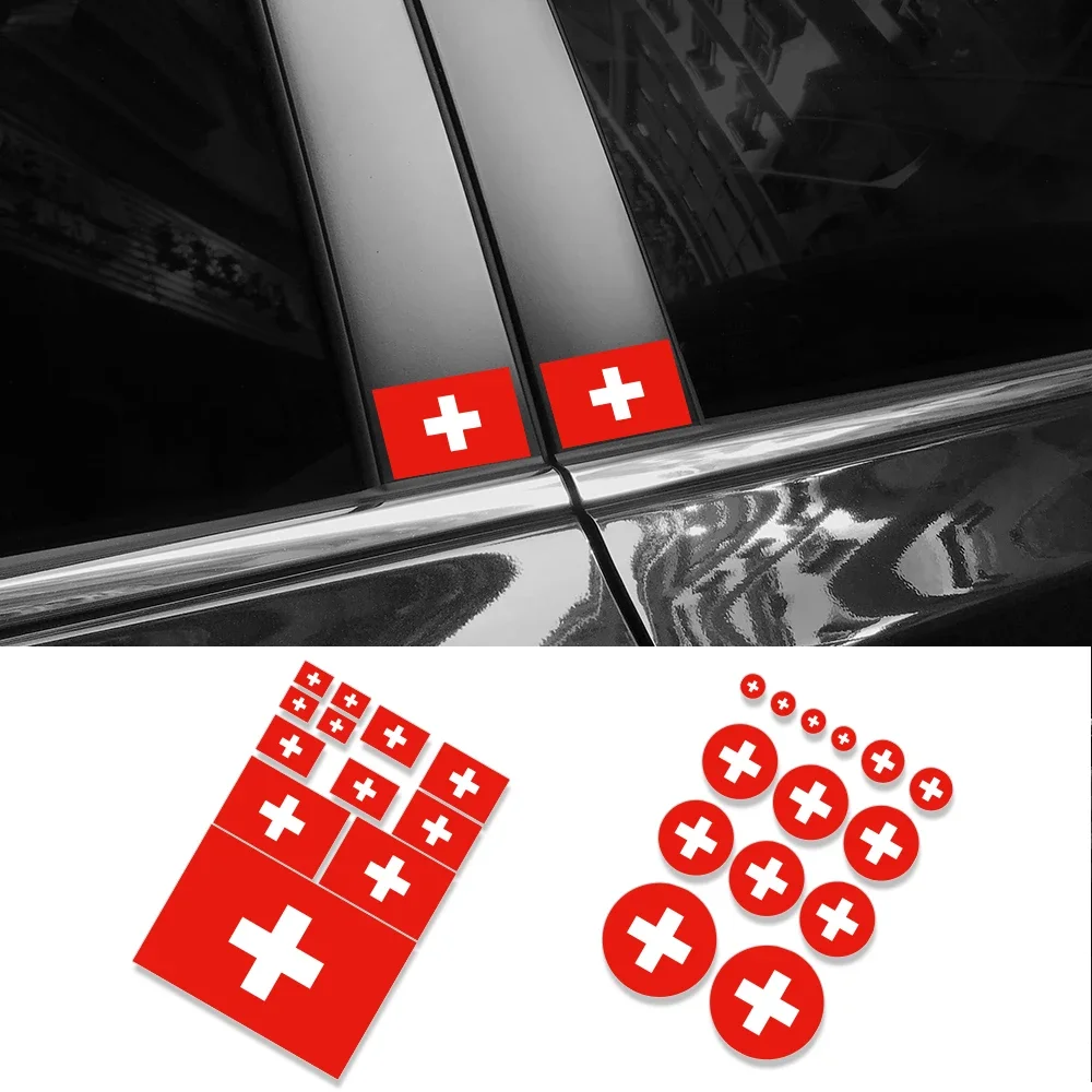 Swiss Flag Car Sticker Waterproof Cool Styling Motorcycle Decals Accessories For Skoda Seat VW Volkswagen Suzuki Smart Toyota
