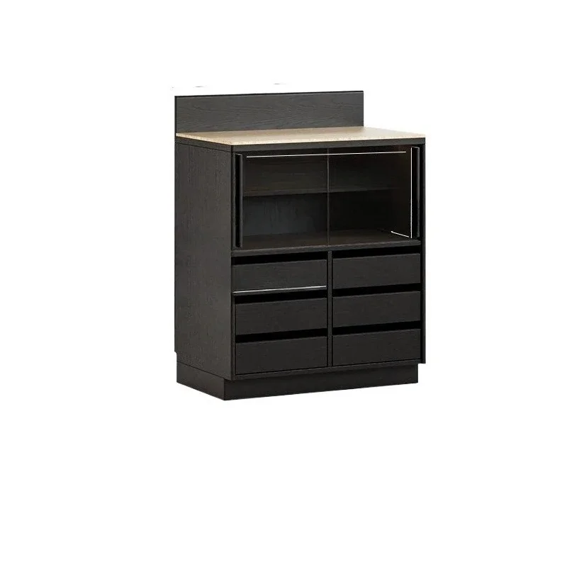 Solid wood dining side cabinet, integrated storage module combination coffee bar integrated cabinet against the wall