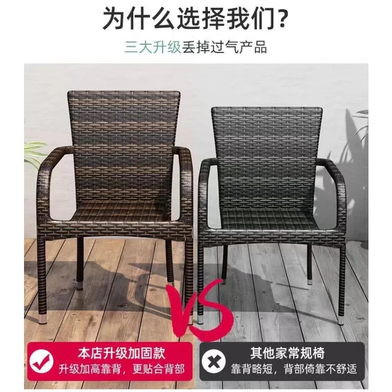 High Back Rattan Chair Back Chair Outdoor Woven Rattan Chair Stool Elderly Casual Breathable Rattan Sofa Office