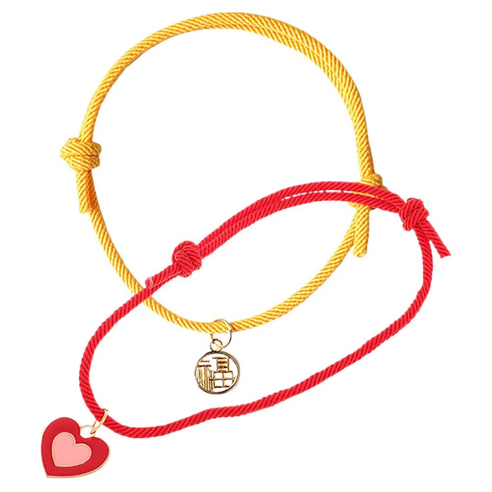 

2Pcs Cat Collars Handmade Adjustable Pet Necklace Lucky Rope Heart Charm Small Cats Dogs Jewelry Small Cat Collar