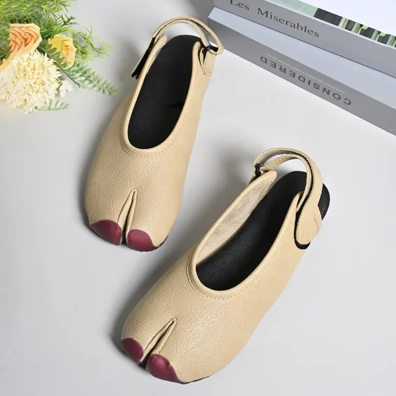 Split-Toe-Sandalen für Damen tragen Trotter-Schuhe 2025, neue coole Baotou-Einzelschuhe