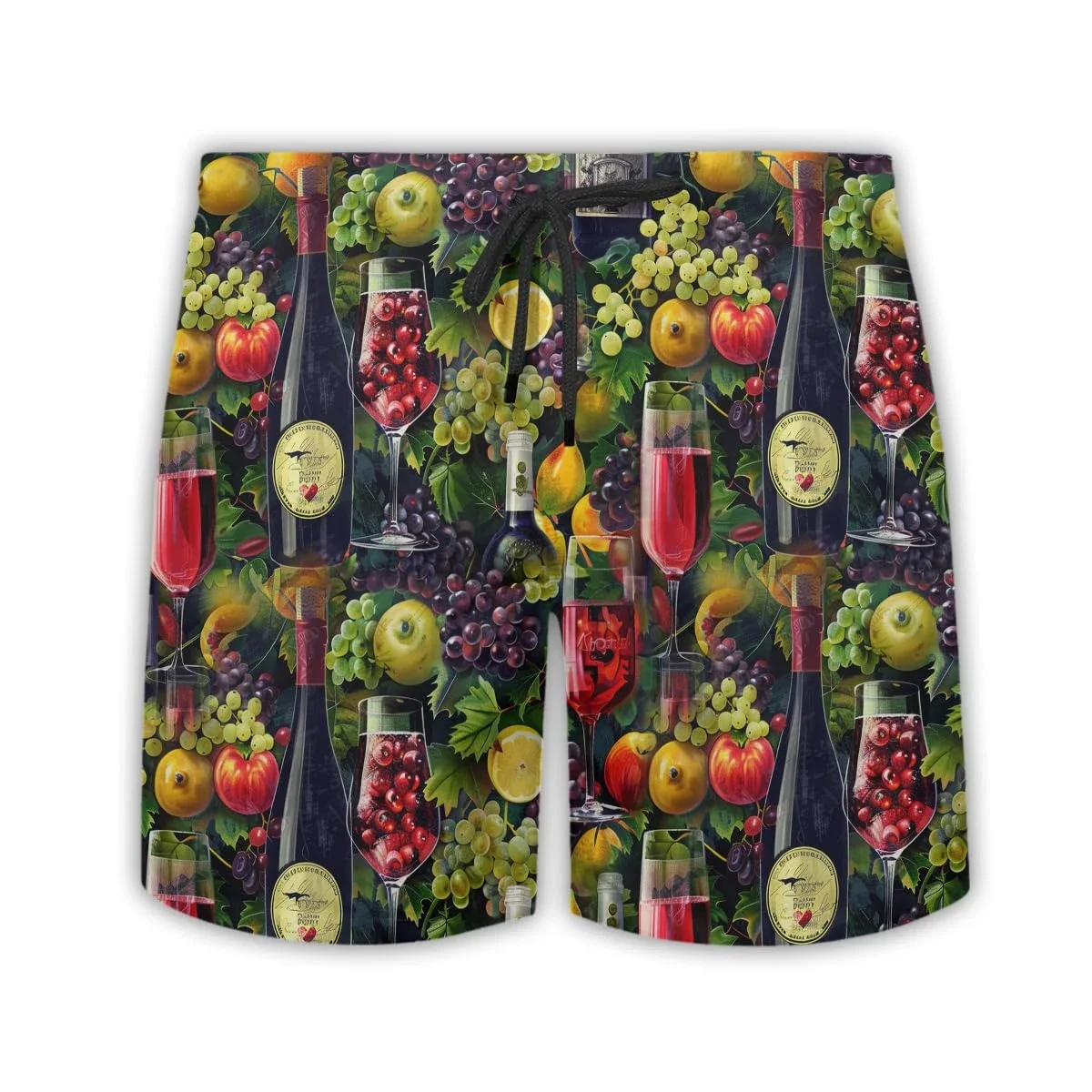 Pantalones cortos con estampado 3D de copa de vino para hombre, ropa hawaiana de vino tinto, pantalones cortos de playa para nadar, bañadores de fiesta de Bar de Hip Hop, Bermudas de vino