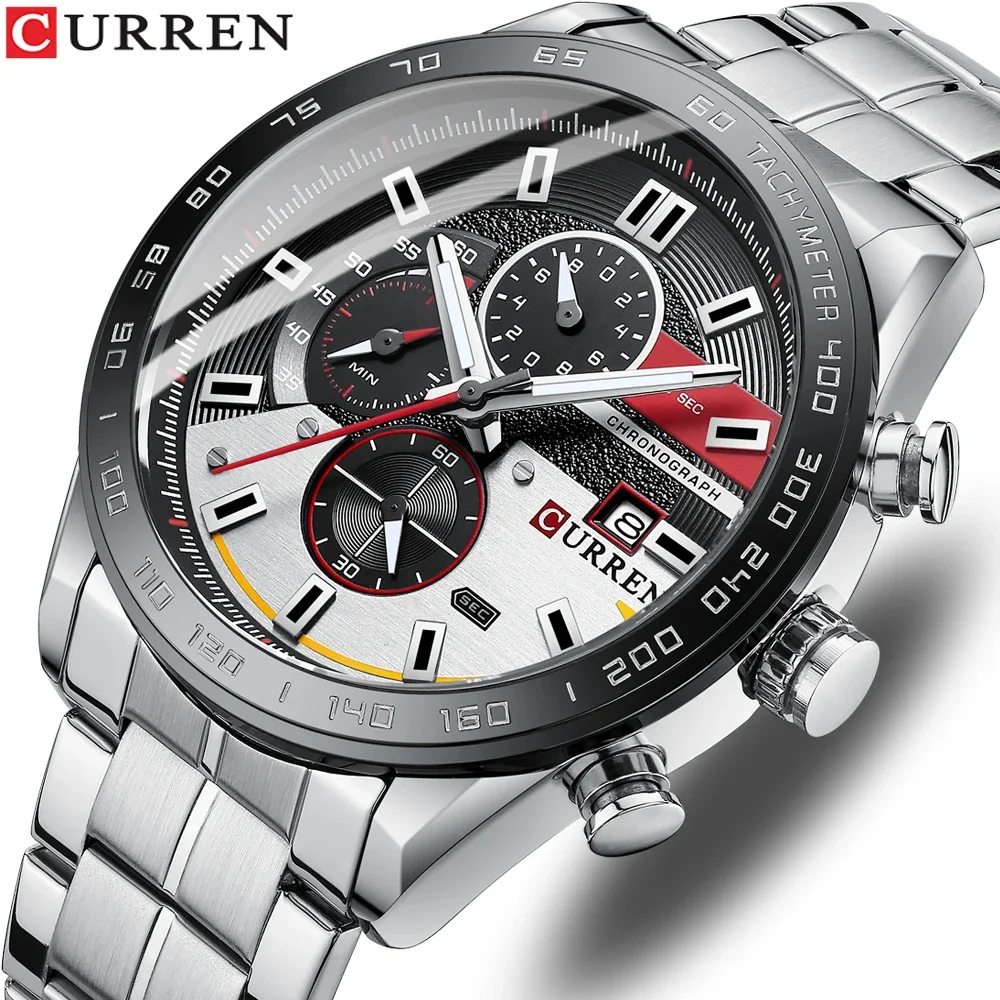 

CURREN новые спортивные мужские часы с хронографом, роскошные светящиеся кварцевые часы, водонепроницаемые мужские часы с большим циферблатом, relogio masculino