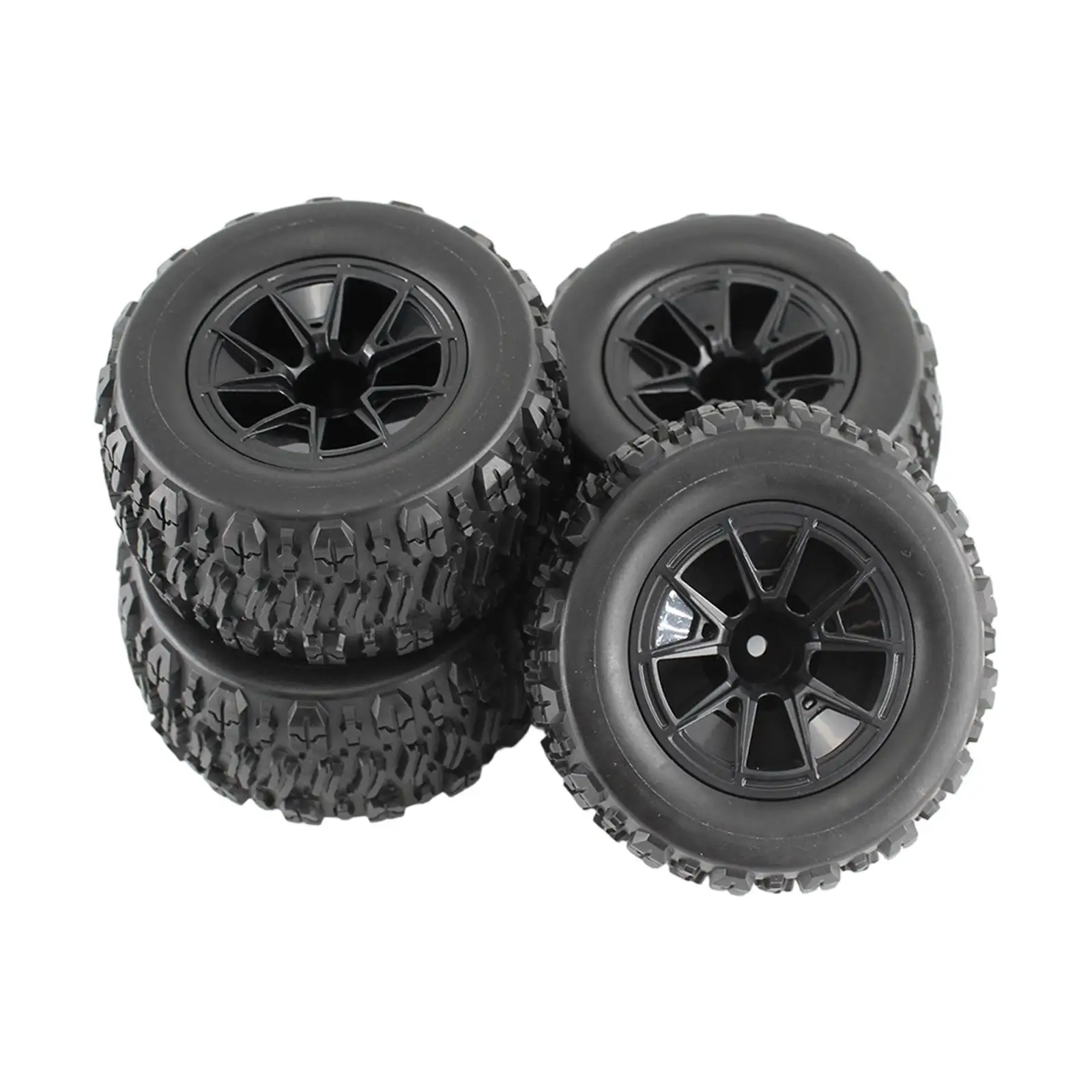 4Pcs RC Wheels and Tires Black Easy Installation Replace Parts 90mmx43mm Replacement for 1:16 Scale 16101 All Terrain RC Truggy
