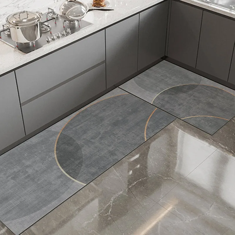 

Carpet for Kitchen Waterproof Floor Mat Pvc Leather Foot Mats Non-slip Oil Proof Carpet Long Carpets Grey Home Decoration Rug