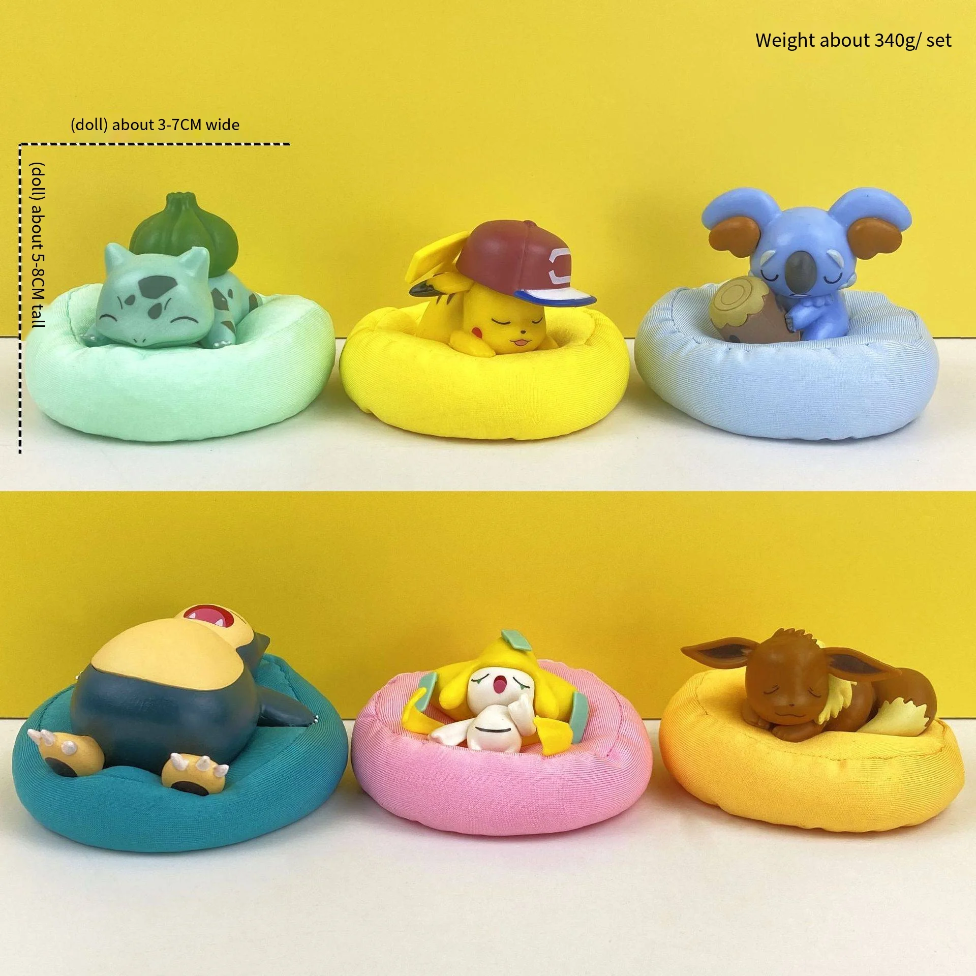 Cartoon Sleep Pillow Pikachu Snorlax Bulbasaur Anime Figures PVC Model Toys Q Version Dolls Cute Plush Bedroom Decor Kids Gift