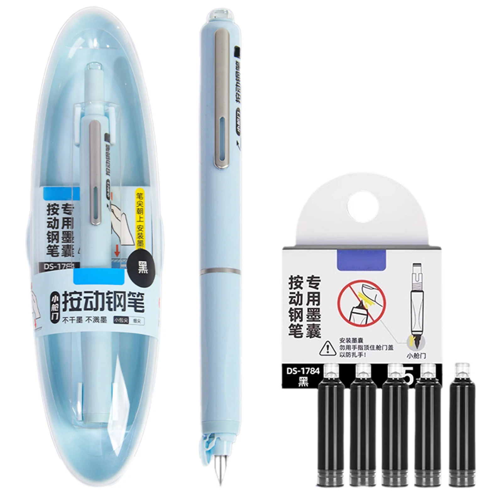 Einziehbarer Brunnenstift feines NIB -Set mit nachfüllbaren Tintenpatronen, Übung Kalligraphie Schreibstift für Schulbüro