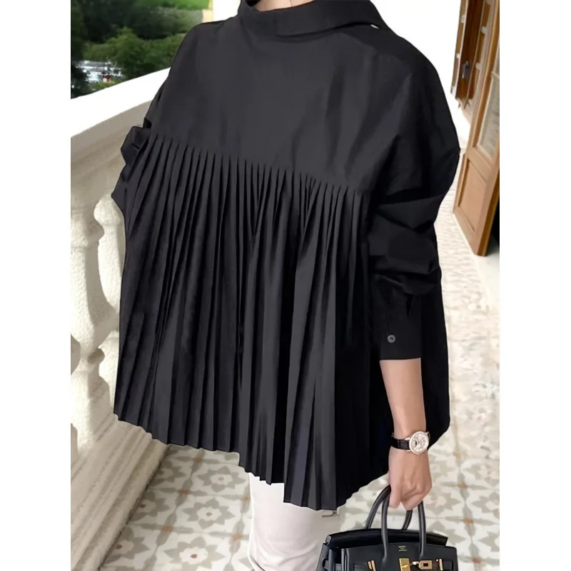 

Loose Pleated Base Shirt S 82085 Women's Fashion Spring 2026 Resistant to Deformation Other Style Other Fabric Fly Sleeve
