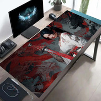 Japanese Manga Girl&Red Dragon Mouse Pad Large Rubber Non-slip Desk Accessories Mousepad for Office&Gamer Keyboard Mat Decor Rug