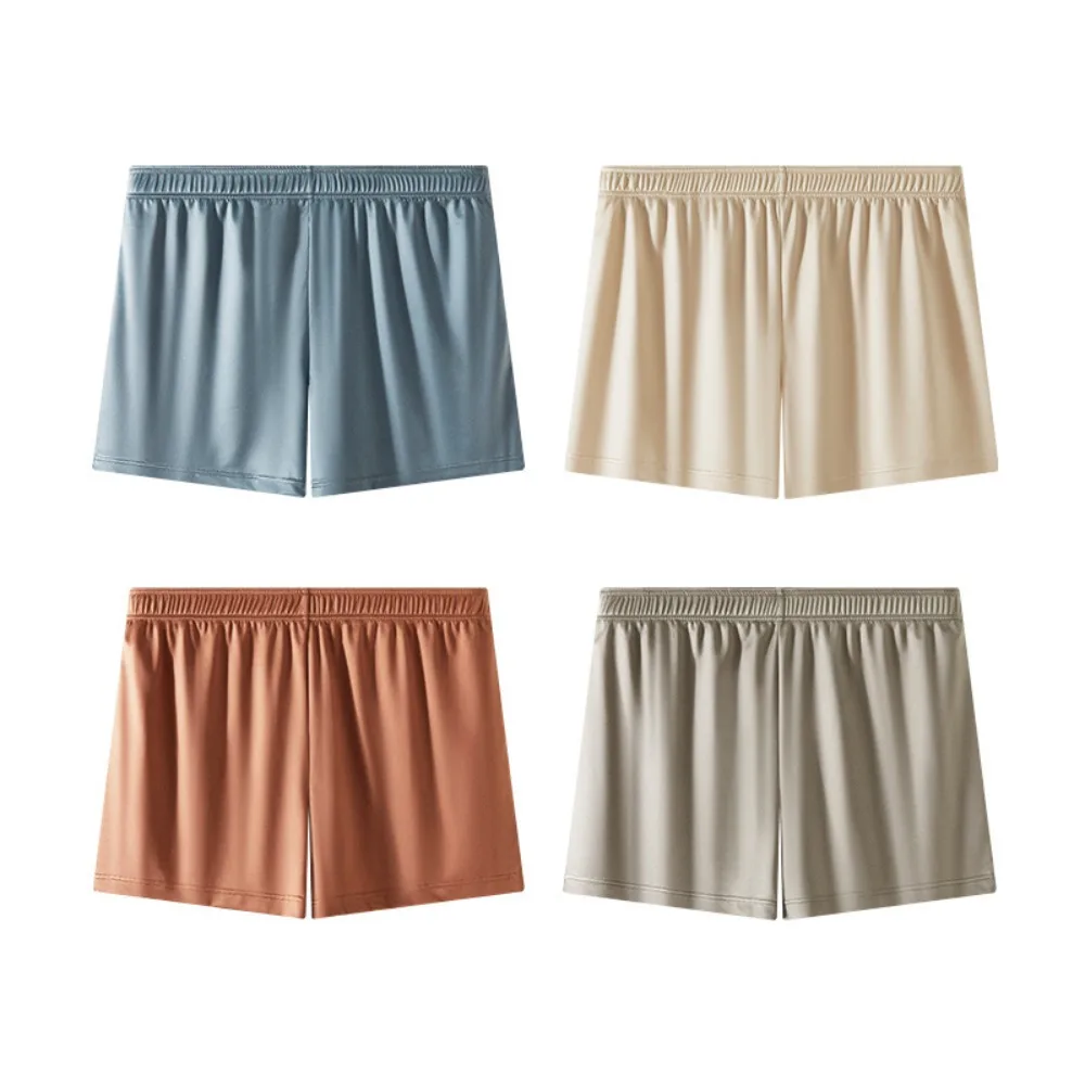 

3Pcs Breathable Plus Size Men's Boxer Briefs Seamless Elastic Stain Silk Panties Mid Waist Lingerie Shorts Underpants Male