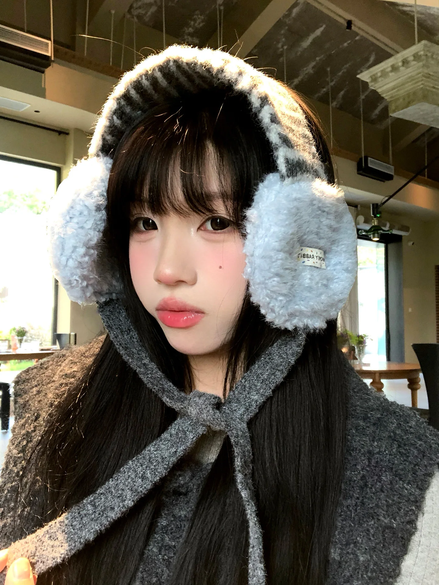 Retro Striped Lamb Velvet Ear Muffs Women's Style Autumn Winter Warm Ear Protection Cycling Special Purpose Ear Covers