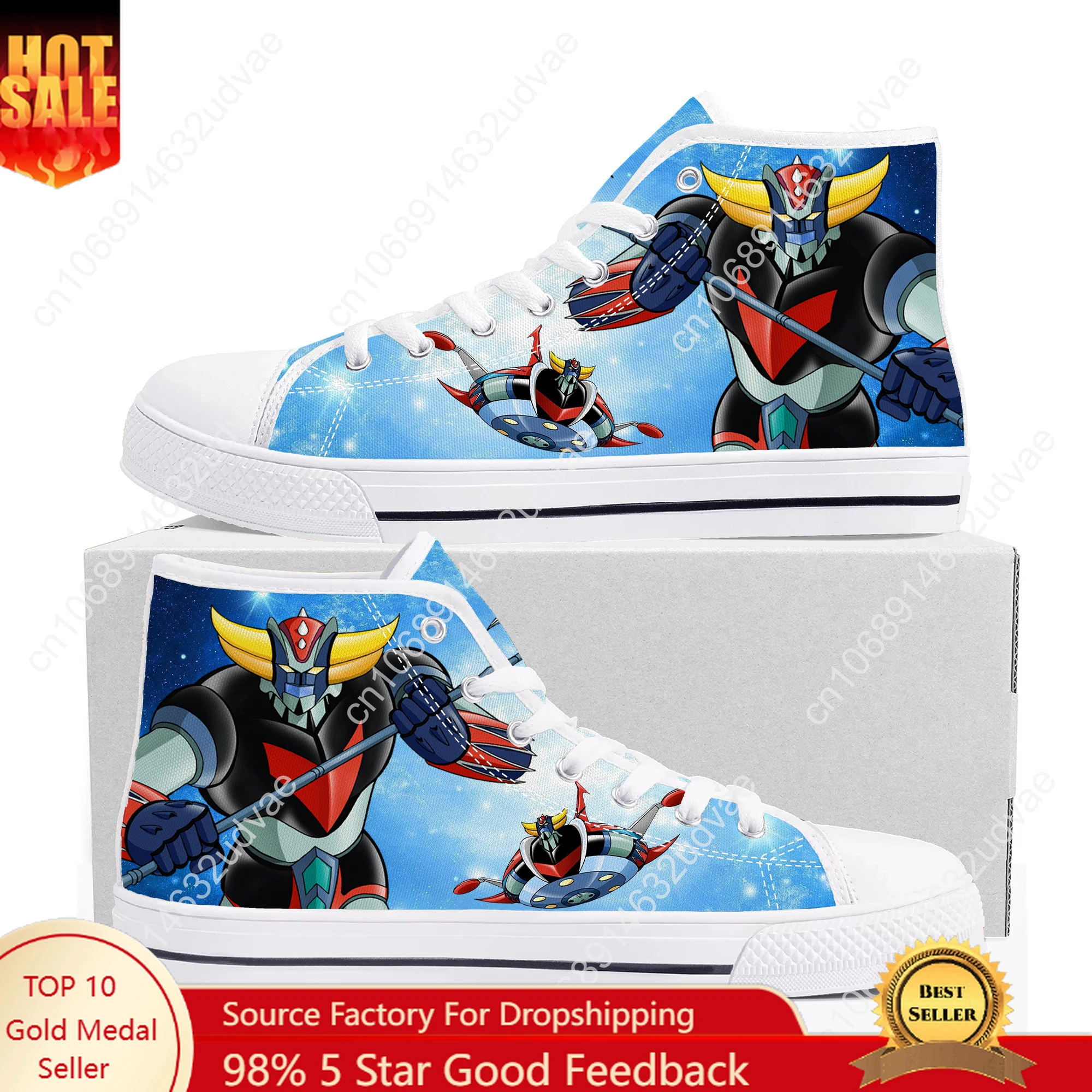 

UFO Robot Grendizer High Top Shoes Mens Womens Teenager Sneakers Canvas High Quality Daily Sneaker Custom Made Couple Shoe