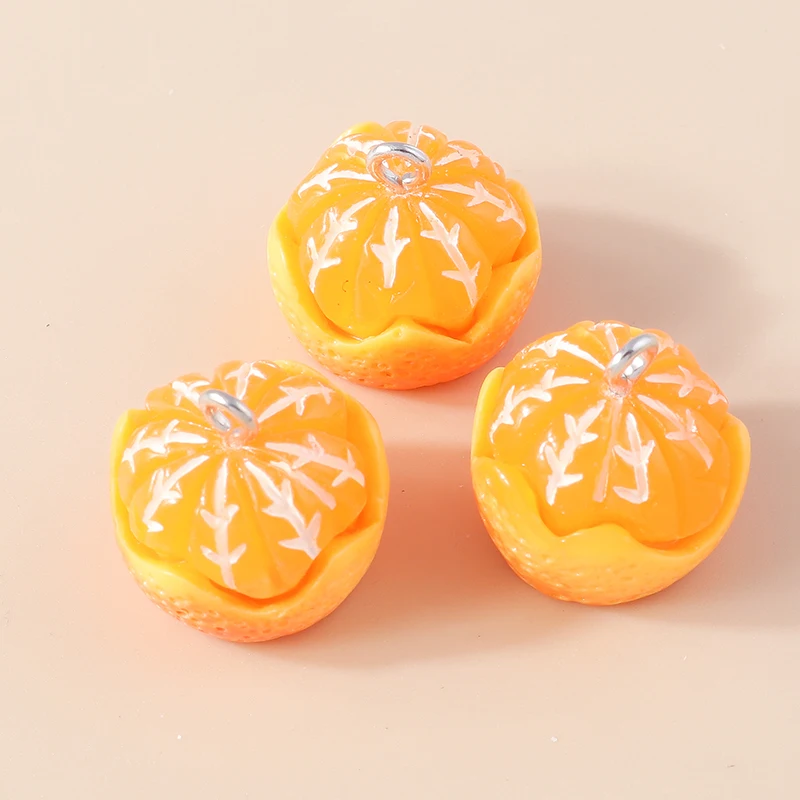 Cute 3D Resin Orange Fruit Charms (10pcs) image