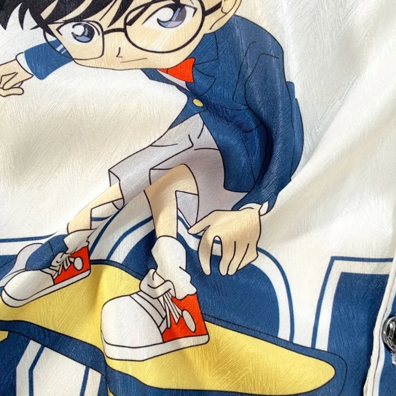 New Detective Conan anime cartoon pattern boys short sleeve pajamas creative personality cardigan loungewear three-piece gift view 4