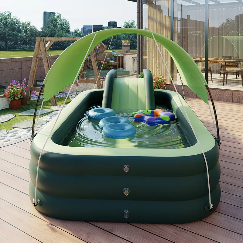 Family Use High-strength PVC Support Inflatable Swimming Pool With Sunshade For Kids