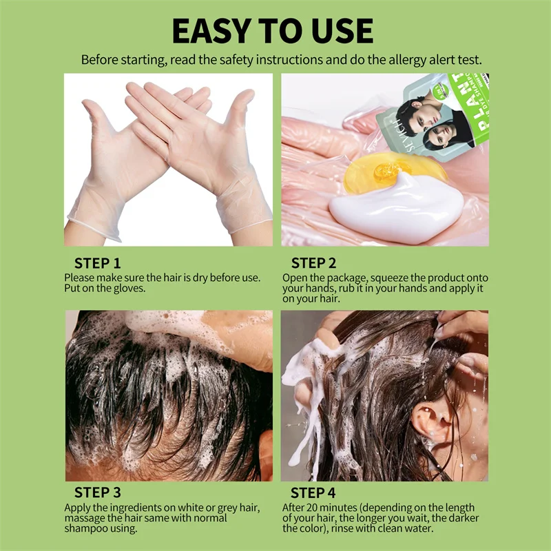 شامبو صبغ الشعر الأسود العشبي الطبيعي النقي للنساء والرجال 5 في 1 شامبو لون الشعر النباتي الفقاعي للشعر الرمادي غير المهيج