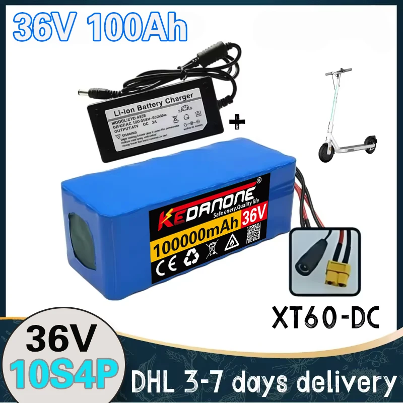 100Ah 36V 10S4P 10S6P Lithium-Akkupack 300-500W 18650 Li-Ion für Elektroroller E-Bike