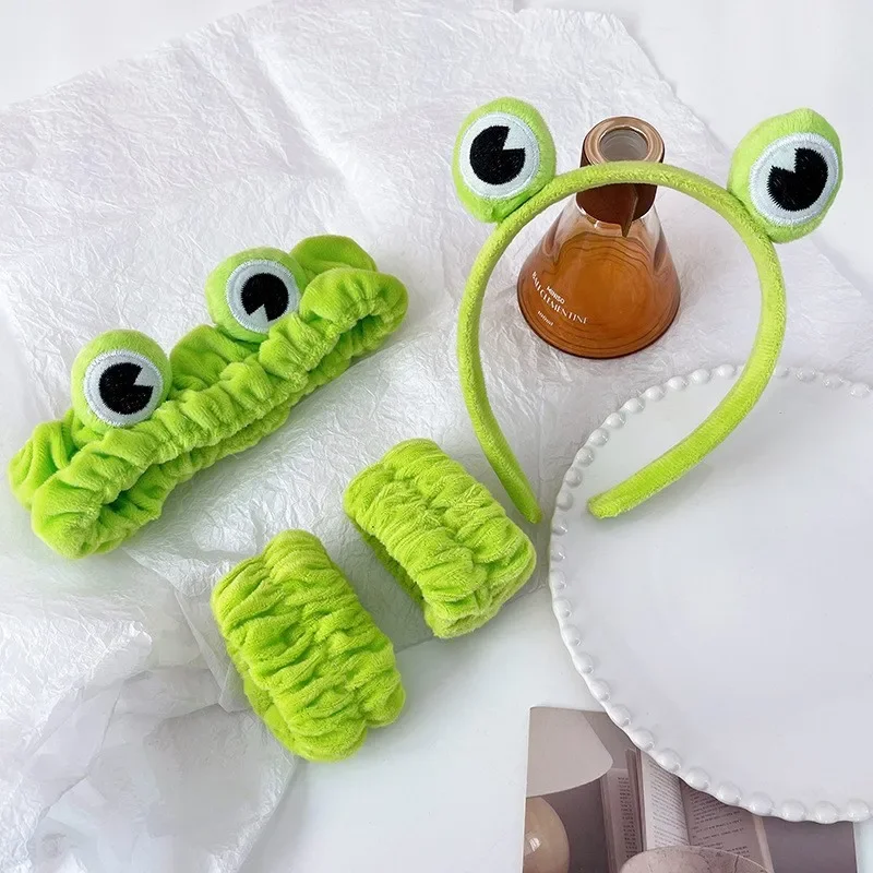 Повязка для волос с мультяшной лягушкой, женская высокая линия волос, плюшевые аксессуары для волос, милые резинки для волос с животными, модные повязки на голову