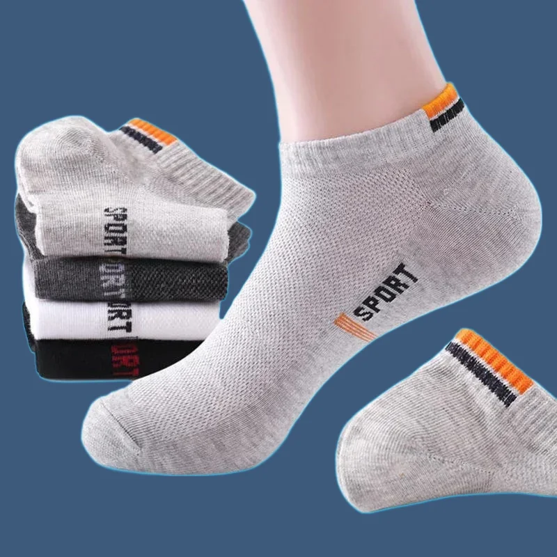 

5/10 Pairs New High Quality Men's Sports Cotton Short Socks Fashion Mesh Men's Casual Socks Deodorant Sweat-Absorbent Boat Socks