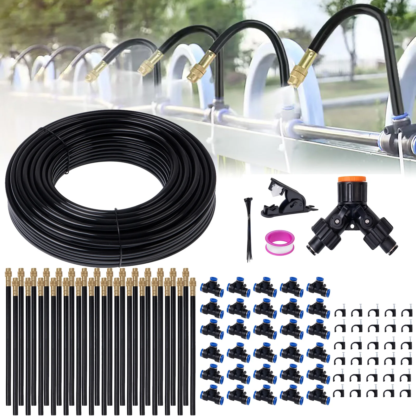 

5-30m Drip Irrigation Sprinkler with Quick Connector 360 Degree Adjustable DIY Automatic Garden Watering Misting Cooling System